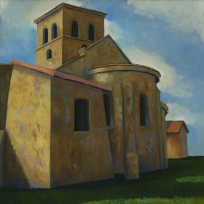 Romanesque Church, Iguerande, oil on canvas, private collection