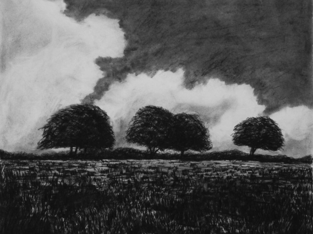 Cloudy Day in August (2), charcoal & conte, private collection