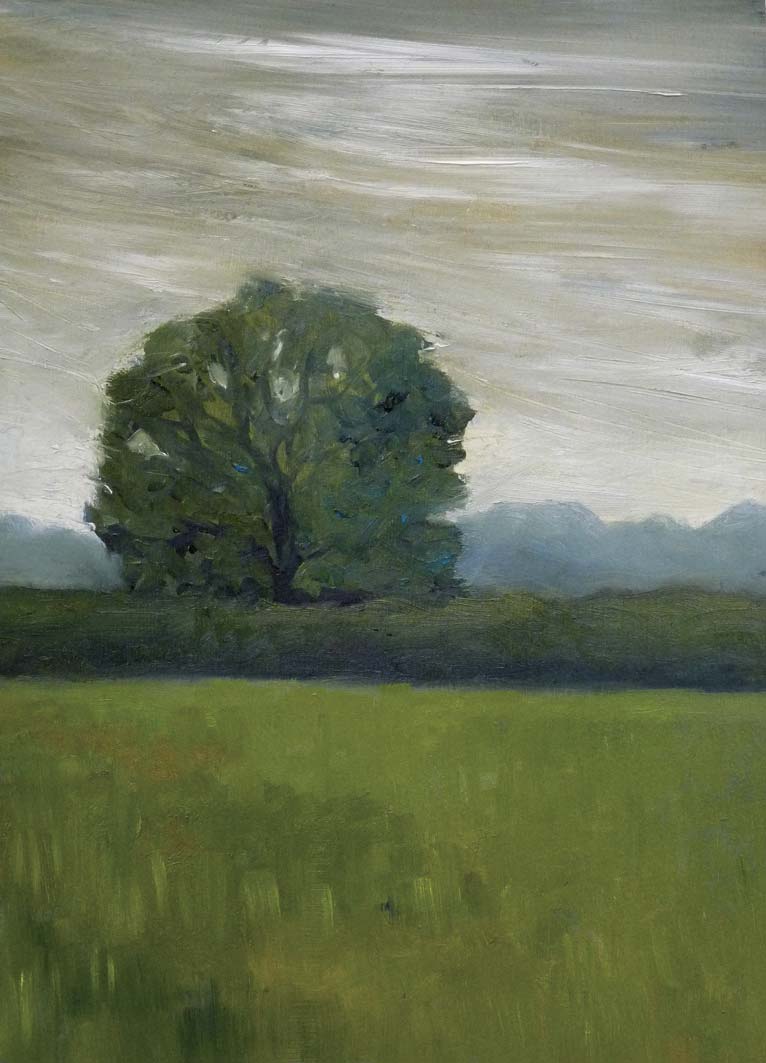 Field with Tree, oil on paper, private collection
