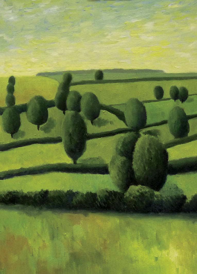 Fields and Trees, oil on card, private collection