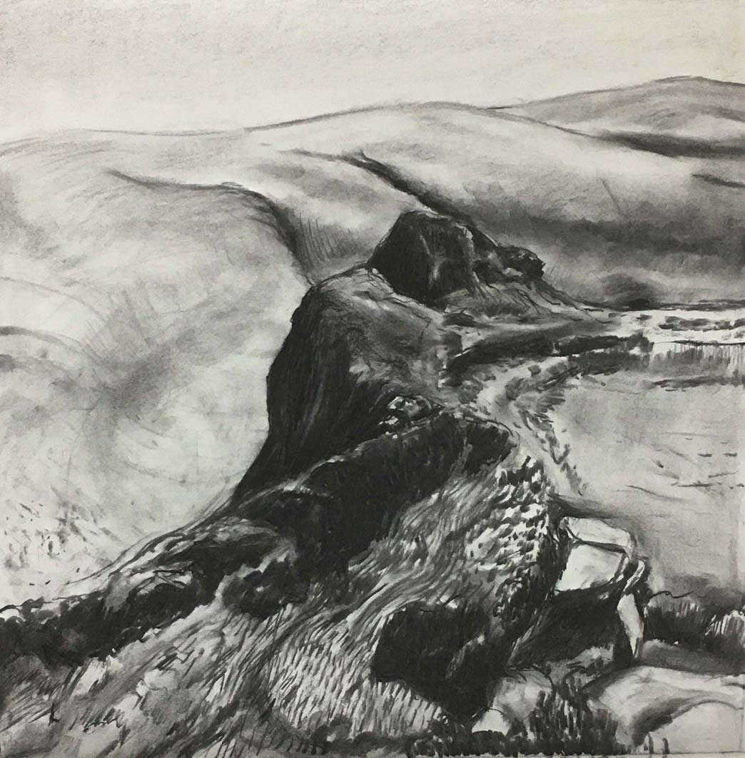 Tavy Cleave, charcoal, 53x53cm
